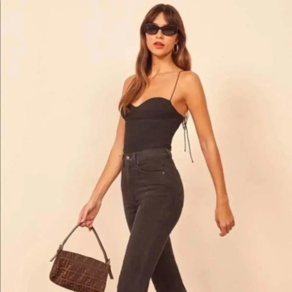 Reformation Liza Black Blouse Top Size 12 B1702 - Picture 1 of 7